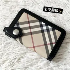 未使用級✨バーバリー ラウンドファスナー 長財布 ノバチェック キャンバス