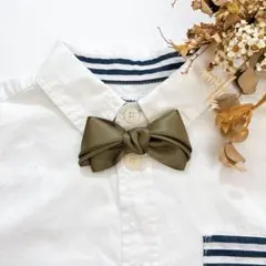 キッズ蝶ネクタイ　サテンオリーブ　七五三　結婚式　発表会　卒園式　入学