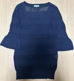 NATURAL BEAUTY BASIC ストライプメッシュTシャツ M