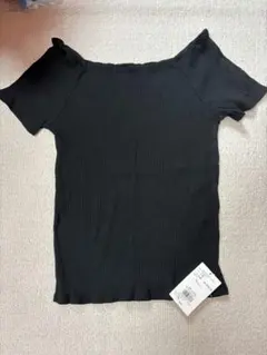 新品AZULオフショルダー リブTシャツ ブラック Mサイズのサムネイル