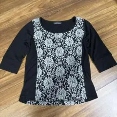 L'EQUIPE YOSHIE INABA 花柄刺繍 七分袖　ニットカットソー