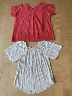 コーエンのピンクブラウスとGAPの白ブラウス2枚組