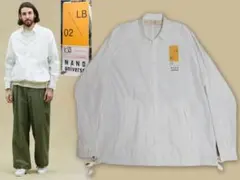 美品　定価2.3万 ナノユニバース　クリンクルコーチシャツ L 白