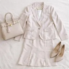 【大きいサイズ44】セレモニースーツ 入学式 卒業式 ママスーツ ベージュ