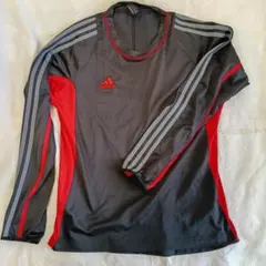 買得：ADIDASアディダス 長袖シャツ グレー/レッド　Lサイズ