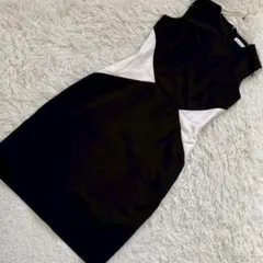 美品✨ヨーコチャン ウエストペプラムワンピース バイカラー ネイビー