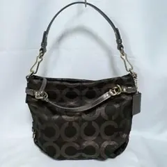 【美品】 COACH オプアート ラメ シグネチャー 2way ショルダーバッグ