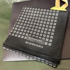BURBERRY メンズハンカチ 黒 スクエア柄