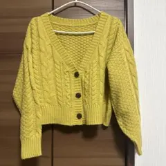 イエローニットカーディガン Vネック