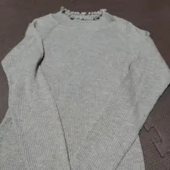 サマンサモスモス　リブ編み フリルネック ニット