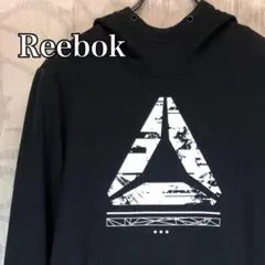 リーボック　パーカー　胸ビッグロゴ　バックロゴ　プルオーバー　ブラック