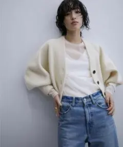 Adam et Rope' アダムエロペ　ファーニットカーディガン　ラクーン
