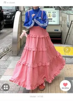 【新品】アリーバイダブルクローゼットティアードキャミワンピース コーラルピンク