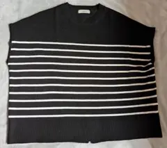 しまむら　黒と白のボーダー 半袖ニット　サマーニット