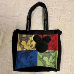 Disney ミッキーマウス トートバッグ ハンドバッグ ナイロン 黒