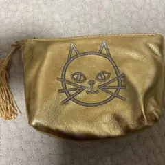 ファティマモロッコ　ポーチ　猫　ゴールド