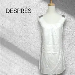 DESPRÉS（デプレ）ノースリーブワンピース　綿100%白×グレーミニ後ボタンのサムネイル
