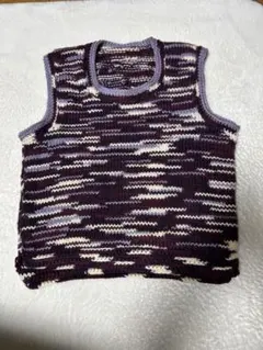 手編み　紫色系 ニットベスト