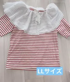 新品 apres jour 襟付き ボーダートップス レッド LLサイズのサムネイル