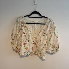 H&M 花柄 パフスリーブ ブラウス
