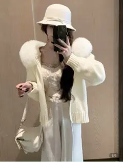 SHEIN ファーパーカー ファー付き ガーディガン パーカー