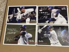 中日ドラゴンズ　サイン入りポストカード　柳裕也、福永裕基、マルティネス、岡林勇希