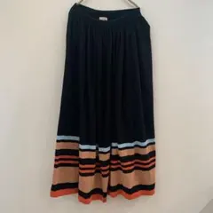 ４万　DEMYLEE ニット　ボーダー　ロングスカート　黒　ronherman