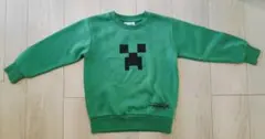 Minecraftマインクラフトマイクラクリーパー裏起毛トレーナー緑100cm