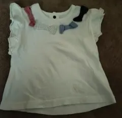 リボン付きホワイトTシャツ80cm