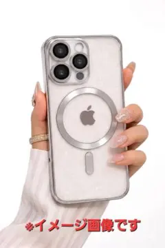 【新品】iPhone16PROケースシルバーMagSafe対応耐衝撃クリアケース