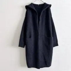 ユニクロ　ロングカーディガン　メランジウールフーディ　コート　アウター　上着　M