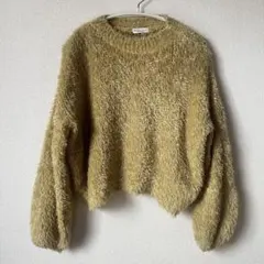 アースミュージックアンドエコロジー　シャギーニット　イエロー