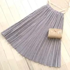 spick ＆ span 春色 ドット柄 紫 プリーツスカート ゴムウエスト M