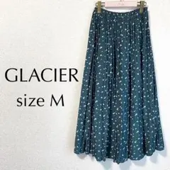 GLACIER（ハニーズ）M モスグリーン✧白花柄プリーツスカート 裏地ありのサムネイル