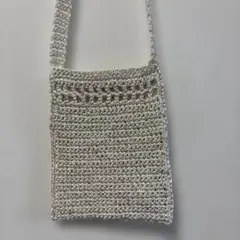 シルバー　編み物　ショルダーバッグ　ハンドメイド