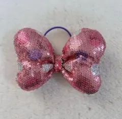  ディズニー ミニー ヘアゴム リボン スパンコール ピンク 水玉 デイジー