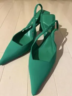 【お値下げ可】Zaraファブリックスリングバックハイヒール 38(24.6CM)