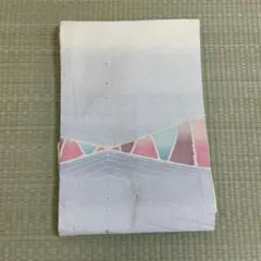 名古屋帯 帯 正絹 幾何学柄 淡色 上品デザイン 0219-13-C4