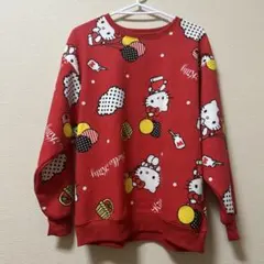 新品 ハローキティトレーナー　M キティ総柄　レトロ
