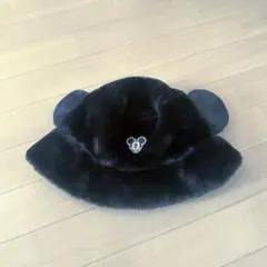 ディズニー ミッキー バケハ もこもこ ファー 帽子 黒