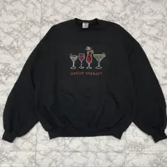 XLサイズ　USA古着 JERZEES 刺繍スウェット 黒