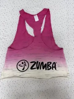ZUMBA ピンクグラデーション クロップドタンクトップ、タオル