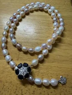 半期決算ご奉仕特価商品❣️SVロング淡水パールラインスト-ン入りマグネットクラスプ