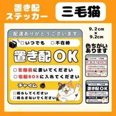 【三毛猫】1枚 ステッカー　置き配　宅配ボックス　配達　玄関　屋外　カスタマイズ