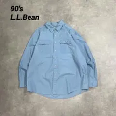 大きめサイズ　90s L.L.Beanエルエルビール　ワークシャツ　水色　XXL