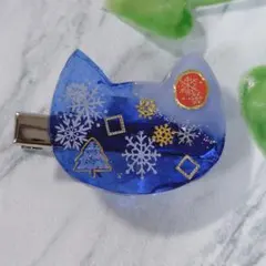 868.猫型 ヘアクリップ 冬のデザイン