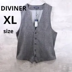【新品未使用品】DIVINER チェック柄ベスト XL グレー スタイリッシュ！