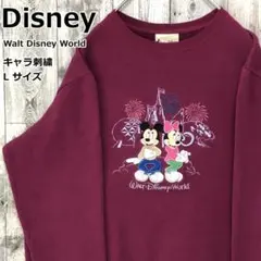 ディズニー ミッキー ミニー スウェット トレーナー キャラ刺繍 L 90s