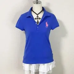 y2k ラルフローレン ポロシャツ ビッグポニー 平成ギャル 平成女児 ブルー