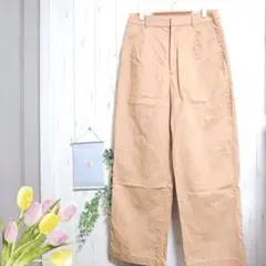 ユニクロ　ワイドパンツ〚L〛ベージュ シンプル ワークパンツ ポケット付